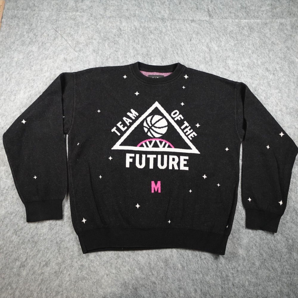 Just Don Sweater Mens Medium Black Team Of The Future‎ Cashmere Blend Knit Star
